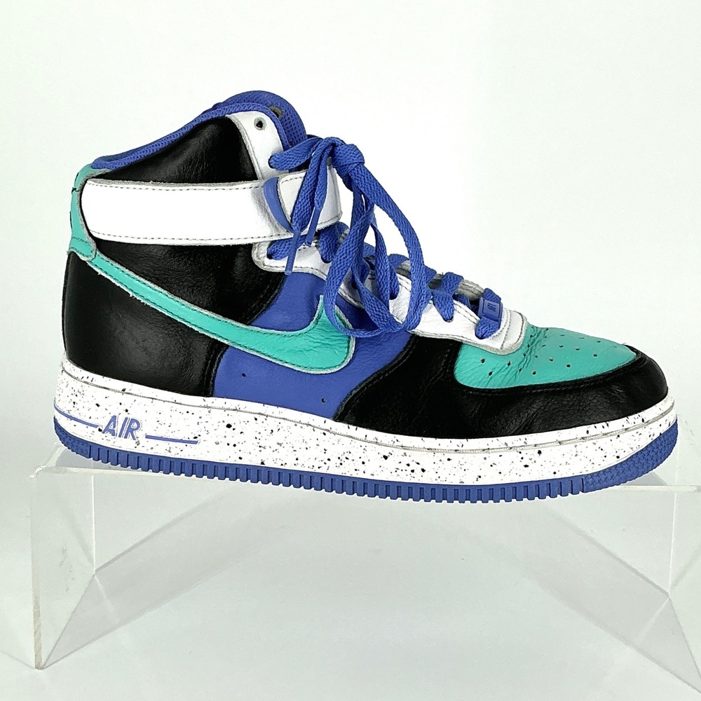 Nike by You Size 9 Air Force 1 Custom High Sneakers Black Teal Purple DV2284-991